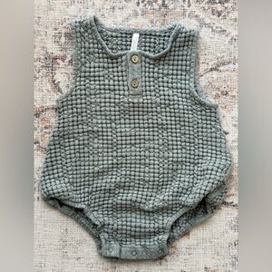 Rylee + Cru Textured Bubble Muslin Baby Romper in Sage Green